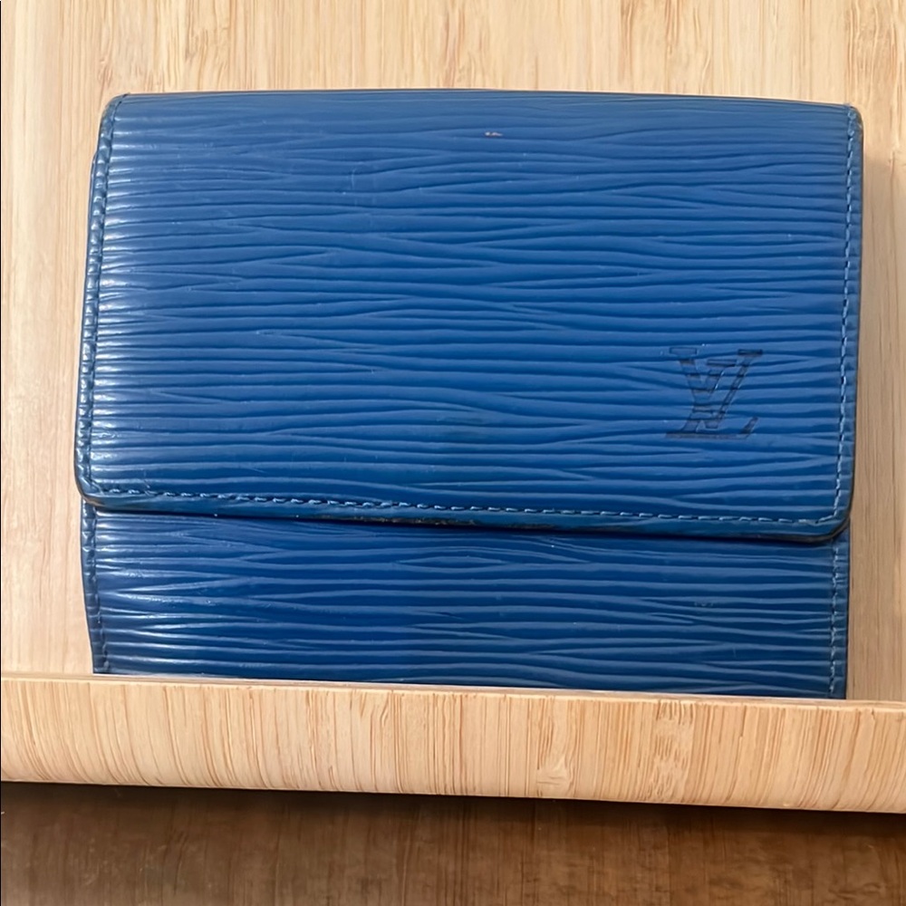 Louis Vuitton authentic Blue epi Wallet